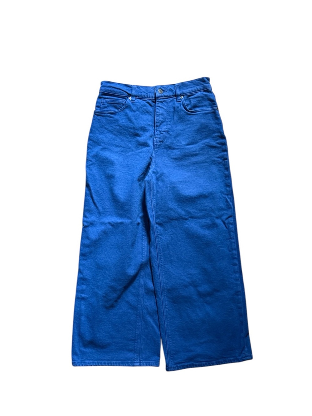 Comptoir des Cotonniers Bright Blue Wide Leg High Waist Cropped Jeans Size 6